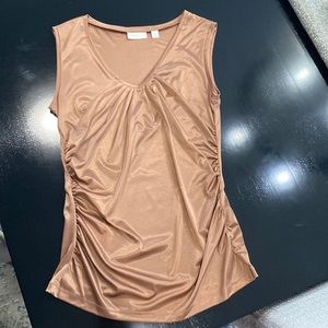 Gold Glitzy V-Neck New York & Company Top Size Medium